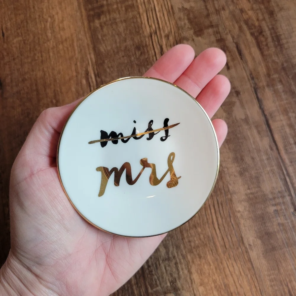 Kate Spade Miss To Mrs Bride Tumbler & Ring Dish Set